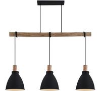 Lámpara colgante Lindby Trebale, 3 luces, E27, hierro, madera