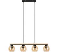 Lindby lámpara colgante Enrique, 4 luces, ámbar, cristal