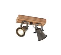 Lindby lámpara de techo en marrón, negro foco | lámpara de cocina, gu10, 2 bombillas, vintage, de madera para sala de estar, salón, dormitorio, pasillo, comedor