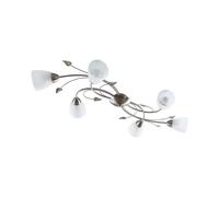 Lindby lámpara de techo en níquel, blanco, plafón | lámpara de salón, e14, 6 bombillas, clásico, vidrio para sala de estar, salón, dormitorio, pasillo, comedor