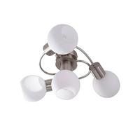 Lindby lámpara de techo en níquel satinado, blanco, plafón | lámpara de salón, e14, 4 bombillas, moderno, de vidrio para sala de estar, salón, pasillo, dormitorio, comedor