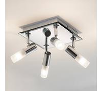 Lindby lámpara de techo para baño Zela, 32 cm, cromo, 4 luces, IP44 True