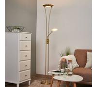 Lindby lámpara LED de pie Eda, altura 180 cm, latón, atenuable