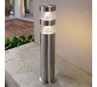 Lindby Lámpara sobremuro LED Lanea, 40 cm, gris, acero inoxidable, IP44 True