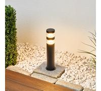 Lindby Lámpara sobremuro LED Lanea, 40 cm, negro, acero inoxidable, IP44 True