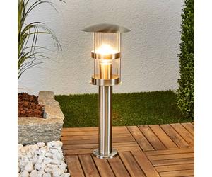 Lindby Lámpara sobremuro Noemi, gris, acero inoxidable, 50 cm, IP44 True