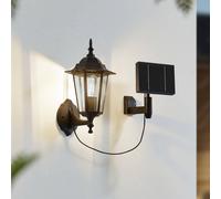 Lindby Lámpara solar LED de pared Sayata, negra, aluminio, farolillo