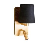 Aplique de pared Lindby Aiden, negro, dorado, brazo de lectura LED