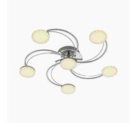 Plafón LED Lindby Rouven, forma espiral, 6 luces, gris