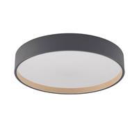 Plafón LED Lindby Todor, 50 cm, antracita, CCT, madera
