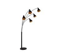Lindby Lámpara de pie Lira de 5 luces, en negro y dorado
