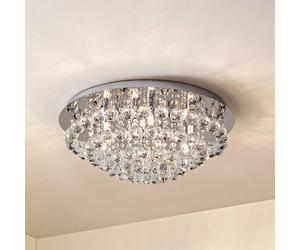 Lindby plafón Antonino, 8 luces, cromo, cristal, 55cm