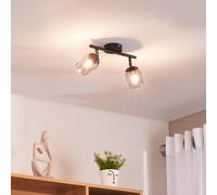 Lindby Spot Katjana, 2 luces, 27,5 cm de largo, cristal ahumado