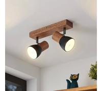 Lindby Tonja foco de techo con madera, 2 luces