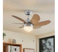 Lindby ventilador de techo con luz Minja, plateado, silencioso, 78cm