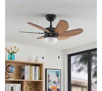 Lindby ventilador de techo Minja, negro, silencioso, 78 cm, E14