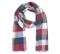 LINDENMANN Bufanda para hombre rojo/Bufanda para hombre delgada 100% algodón, Bufanda para hombre rojo-azul