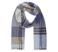 Lindenmann bufanda tejida para hombre 100% algodón, azul-beige-negro