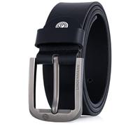 Lindenmann Cinturón de cuero para hombre, cinturón de cuero de grano completo para vaqueros, color negro, Negro , Bundweite 95 cm Gesamtlänge 110 cm W 37.5 L