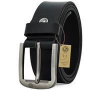 Lindenmann Cinturón de cuero para hombre, cinturón de cuero de grano completo para vaqueros, color negro, Negro , Bundweite 110 cm Gesamtlänge 125 cm W 43.5 XL