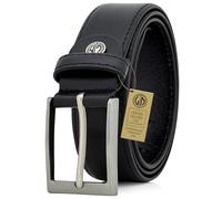 LINDENMANN Cinturón de cuero para hombre/Cinturón de hombre, cinturón de cuero curvo XL, 2 Colores, negro/marrón oscuro, Tamaño/Talla:120, Color:negro