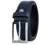 LINDENMANN cinturón de cuero para hombre / cinturón para hombre, cinturón de cuero curvo XL, 2 colores, marrón medio/azul marino, Tamaño/Size: 95, Color/Color: azul