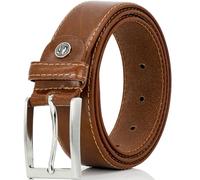 LINDENMANN - Cinturón de cuero para hombre de 35 mm de ancho, cinturón de cuero de vaca para hombre, color cognac, marrón, 85 cm