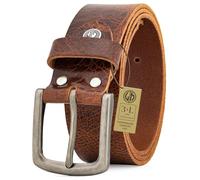 LINDENMANN Cinturón de piel de búfalo para hombre, 40 mm, coñac, marrón oscuro, Bundweite 115 cm Gesamtlänge 130 cm W 45.3 XXL