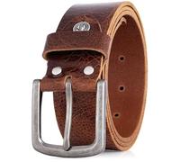 LINDENMANN Cinturón de piel de búfalo para hombre, 40 mm, coñac, marrón oscuro, Bundweite 130 cm Gesamtlänge 145 cm W 51.2 XXXL