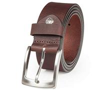 LINDENMANN Cinturón de piel de búfalo para hombre, 40 mm de ancho, acortable, cinturón de piel, cinturón vaquero, XL, marrón oscuro, marrón oscuro, Waist Size 33.5 IN M EU 85 cm