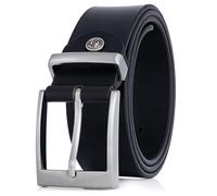 LINDENMANN Cinturón de piel para hombre, cinturón de piel de vacuno, XXL, piel de búfalo, en 2 cuadros, negro/marrón oscuro, Negro , 105 cm