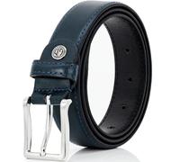 LINDENMANN Cinturón de piel para hombre, de piel de vacuno, XL, en 3 colores, marrón medio/azul marino/gris, azul, 110 cm