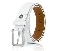 LINDENMANN Cinturón para hombre de piel de vacuno, 30 mm de ancho, acortable, cinturón para hombre, XXL, color blanco, Blanco, Bundweite 115 cm Gesamtlänge 130 cm W 45.3 XXL