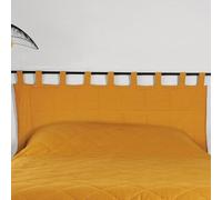 Linder Cabecero de Tela de Forro Polar - Tejido y teñido en Francia - Acabado con Patas - Color Amarillo Ocre - Tamaño: 160 x 70 cm - Tejido 100% Lino y guata 100% poliéster - Colección LIBECCIO