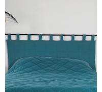 Linder Cabecero de Tela de Forro Polar - Tejido y teñido en Francia - Acabado con Patas - Color Azul Pavo Real - Tamaño: 160 x 70 cm - Tejido 100% Lino y guata 100% poliéster - Colección LIBECCIO