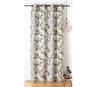 Linder - Cortina con diseño de Flores, Estilo Floral/Naturaleza, Ojales de cañón, Color Beige y Blanco, 140 x 240 cm, 87% poliéster, 12% algodón, 1% Otras Fibras, colección Hortensia