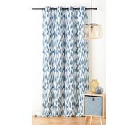 Linder - Cortina con diseño de Ikat - Tejido Upcyclé - Estilo étnico - Ojales de cañón - Color Azul ceruleen - Tamaño: 140 x 280 cm - 67% poliéster 31% algodón 2% Otras Fibras - Colección Ikat