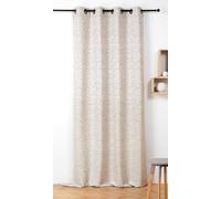 Linder - Cortina con diseño de inspiración de Tweeds Inglesa, Estilo rústico, Acabado con Ojales de cañón, Color Lino y Blanco, 140 x 240 cm, 89% poliéster, 11% Lino, colección Harris