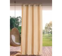 Linder - Cortina Exterior Repelente al Agua, Tejido y teñido en Francia, Acabado con Ojales con Pistola antioxidante, Color Beige Claro, 140 x 265 cm, 100% Polipropileno, colección Rooftop