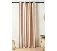 Linder - Cortina para Exteriores con Rayas para Tumbona, Estilo Estival, Color Amarillo Ocre, Acabado con Ojales de cañón antioxidante, 140 x 265 cm, 100% Polipropileno, colección Ponant