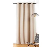 LINDER - Cortina telefónica con diseño trenzado, estilo natural, acabado con ojales de cañón de rifle, color beige cuerda, tamaño 140 x 240 cm, 38% algodón, 37% poliéster, 25% cáñamo, colección Pollen