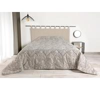 Linder - Manta de Cama con diseño de Hoja Vegetal, Tejido y teñido en Francia, Color Crudo y Negro, 240 x 260 cm, Tejido de poliéster/algodón y guata 100% poliéster, colección Kerala