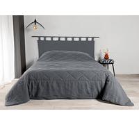Linder - Manta de Tela de algodón Liso - Tejido y teñido en Francia - Rectangular - Color Gris - Dimensiones 230 x 250 cm - Tejido 100% Lino y guata 100% poliéster - Colección LIBECCIO