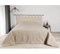 Linder - Manta de Tela de algodón Liso - Tejido y teñido en Francia - Rectangular - Color Lino - Dimensiones 230 x 250 cm - Tejido 100% Lino y guata 100% poliéster - Colección LIBECCIO