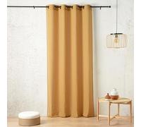 Linder - Visillo con Efecto Gasa aérea, Estilo Natural, Color Amarillo Ocre, Acabado con Ojales de cañón de Rifle, 140 x 250 cm, 100% poliéster, colección Zephir