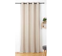 Linder - Visillo con Tacto Esponjoso, Aspecto de Piel, Estilo Natural, Acabado con Ojales de cañón de Rifle, Color Beige y Lana (145 x 240 cm, 100% poliéster, colección Maureen