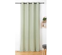 Linder - Visillo con Tacto Esponjoso, Aspecto de Piel, Estilo Natural, Acabado con Ojales de cañón de Rifle, Color Verde Litchen (145 x 240 cm, 100% poliéster, colección Maureen