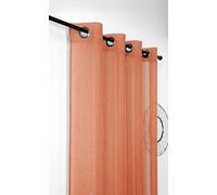 Linder - Visillo de Aspecto Helado - Acabado con Ojales de Color cañón de Rifle - Color Rojo Cobre - Dimensiones 145 x 240 cm - 100% poliéster - Colección Freeze