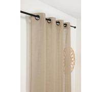 Linder - Visillo de Azulejos Alsacianos - Acabado con Ojales de Color cañón de Rifle - Color Beige Avena - 145 x 260 cm - 60% poliéster 40% algodón - Tejido y teñido en Francia - Colección Kelsch