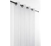 Linder - Visillo Liso Bordado con un Trazo Fino y Curvado, Estilo oceánico - Color Blanco nacarado - Acabado con Ojales Redondos de cañón de Rifle - Tamaño: 140 x 280 cm - 100% poliéster - Colección